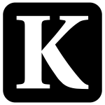 K logo inside a black rounded-square background (brand mark)