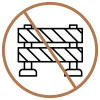 No construction work allowed (prohibition sign over barricades)